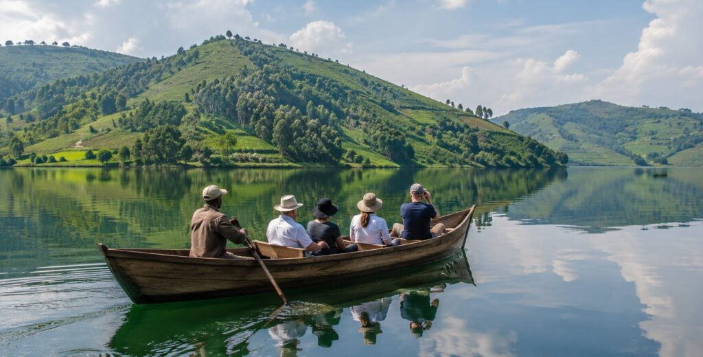 Peaceful boat ride on Lake Burera, one of Rwanda's Twin Lakes