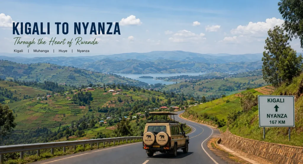Scenic road trip from Kigali to Nyanza through Rwanda hills